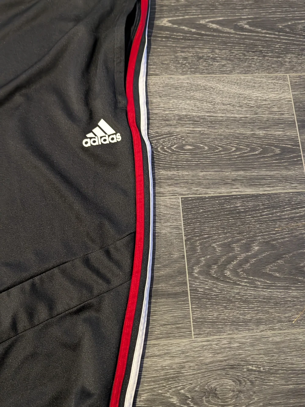 adidas Black Joggers with Red & White Side Stripes